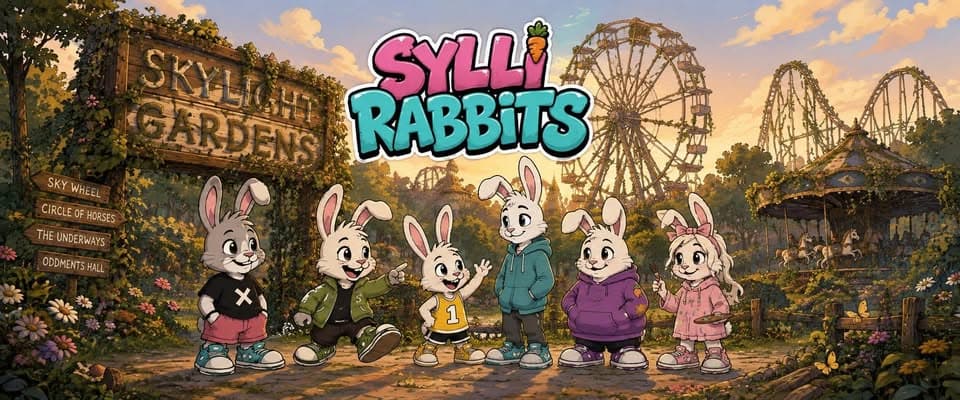 Six Sylli Rabbits gathered at the entrance to Sylli Hollow